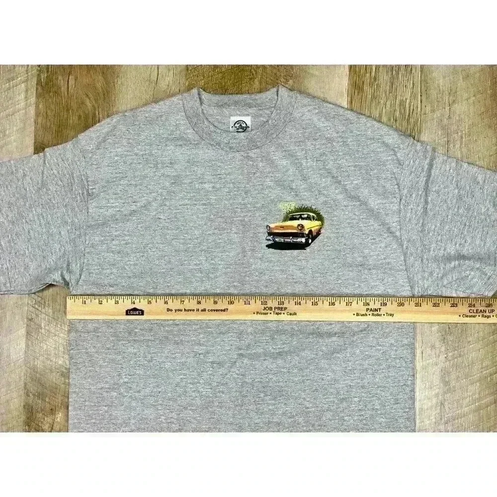 ‘56 Chevy Bel-Air Shirt Mens Large Gray Official GM Product 1956 Short Sleeve - Picture 8 of 9